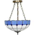 Ceiling Light, Vintage Tiffany Style Chandelier With 3 E27 Sockets | Blue