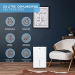 Wifi Dehumidifier Clothes Dryer Mould Remover - 4l Water Tank | 20l | White