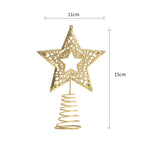 Christmas Tree Star Topper Golden Glitter Ornaments Home Party Decor