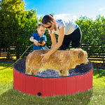 Pawhut Pet Paddling Pool Cat Dog Indoor/ Outdoor Foldable 120cm Diameter | Red
