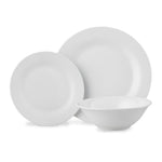 Dinner Set 12 Pc Rim White Porcelain Dinnerware Plates Bowls