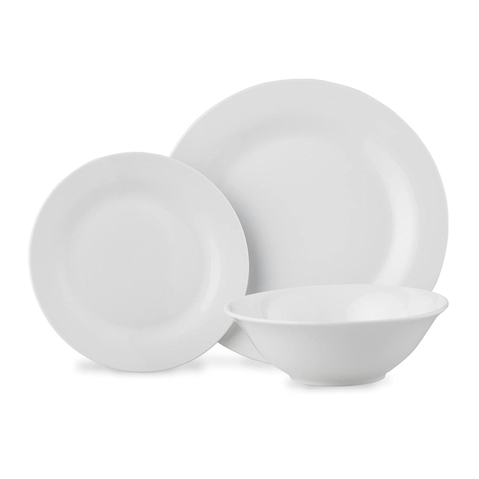 Dinner Set 12 Pc Rim White Porcelain Dinnerware Plates Bowls