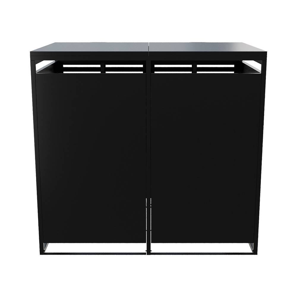 Double Wheelie Bin Storage Shed –ventilated Trash Bin Galvanized Steel Rubbish Bin Store For With Lockable Door & Lift-up Lids