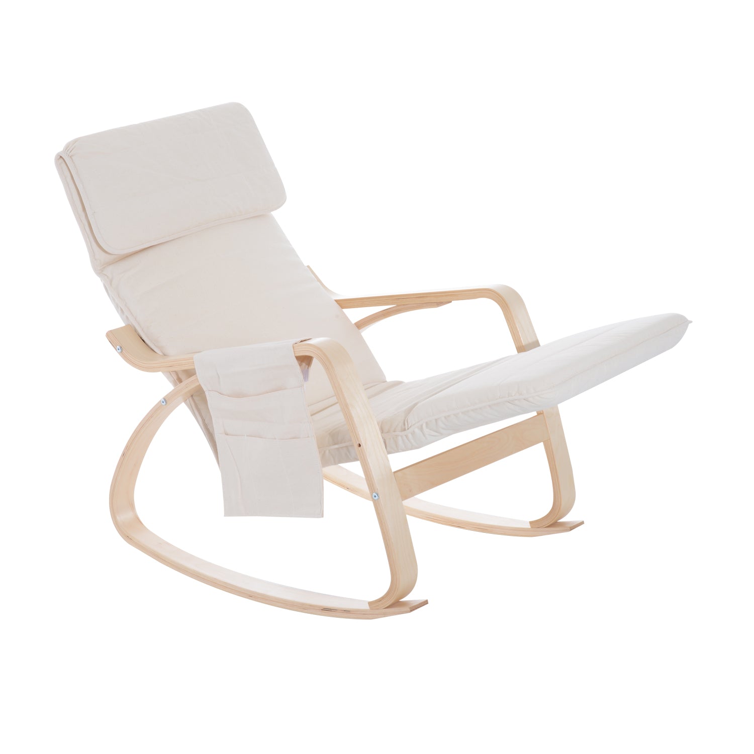 Rocking Chair Recliner Armchair With Adjustable Footrest | One Size | Cream