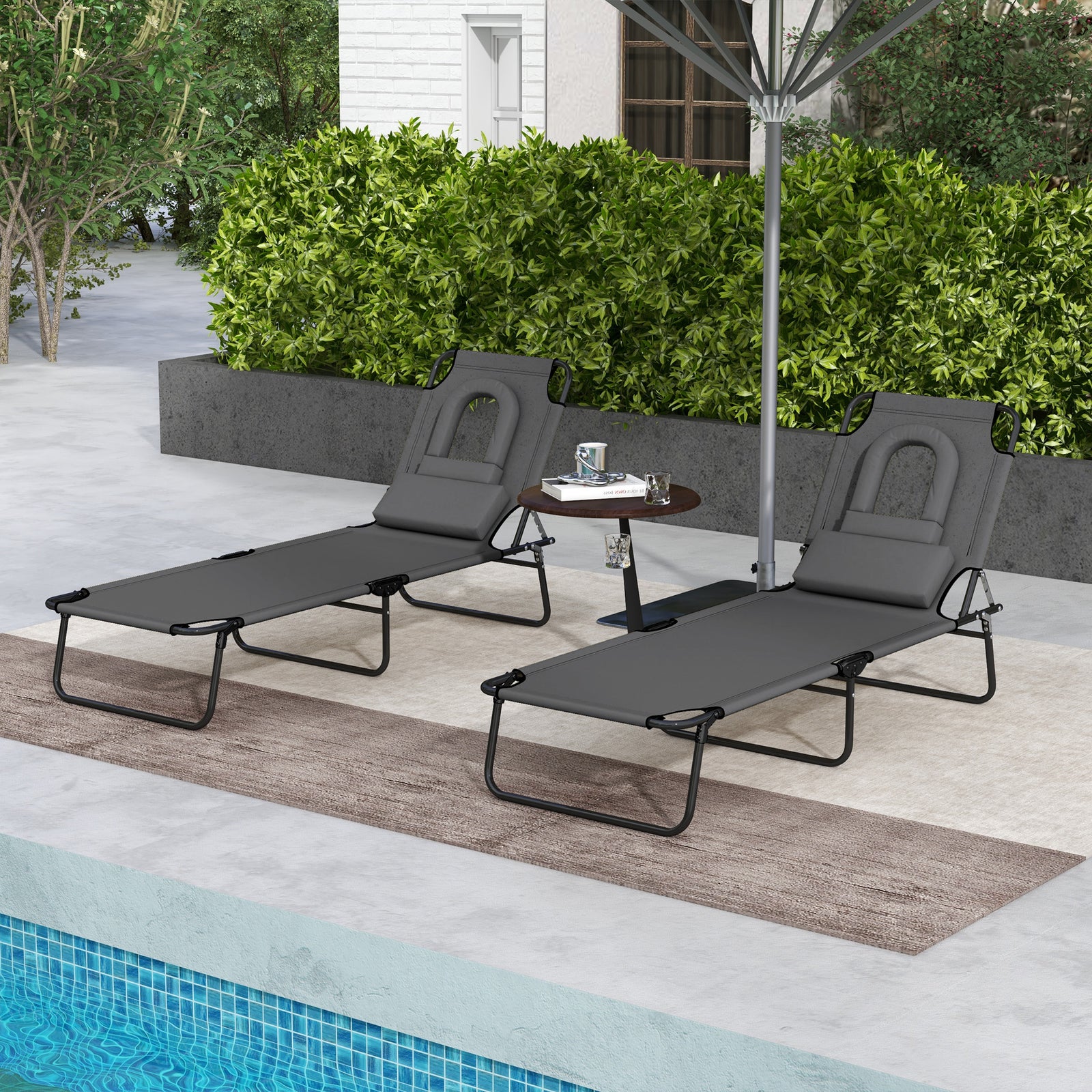 Set Of 2 Sun Lounger Recliner Chairs | Set of 2 | Dark Gray