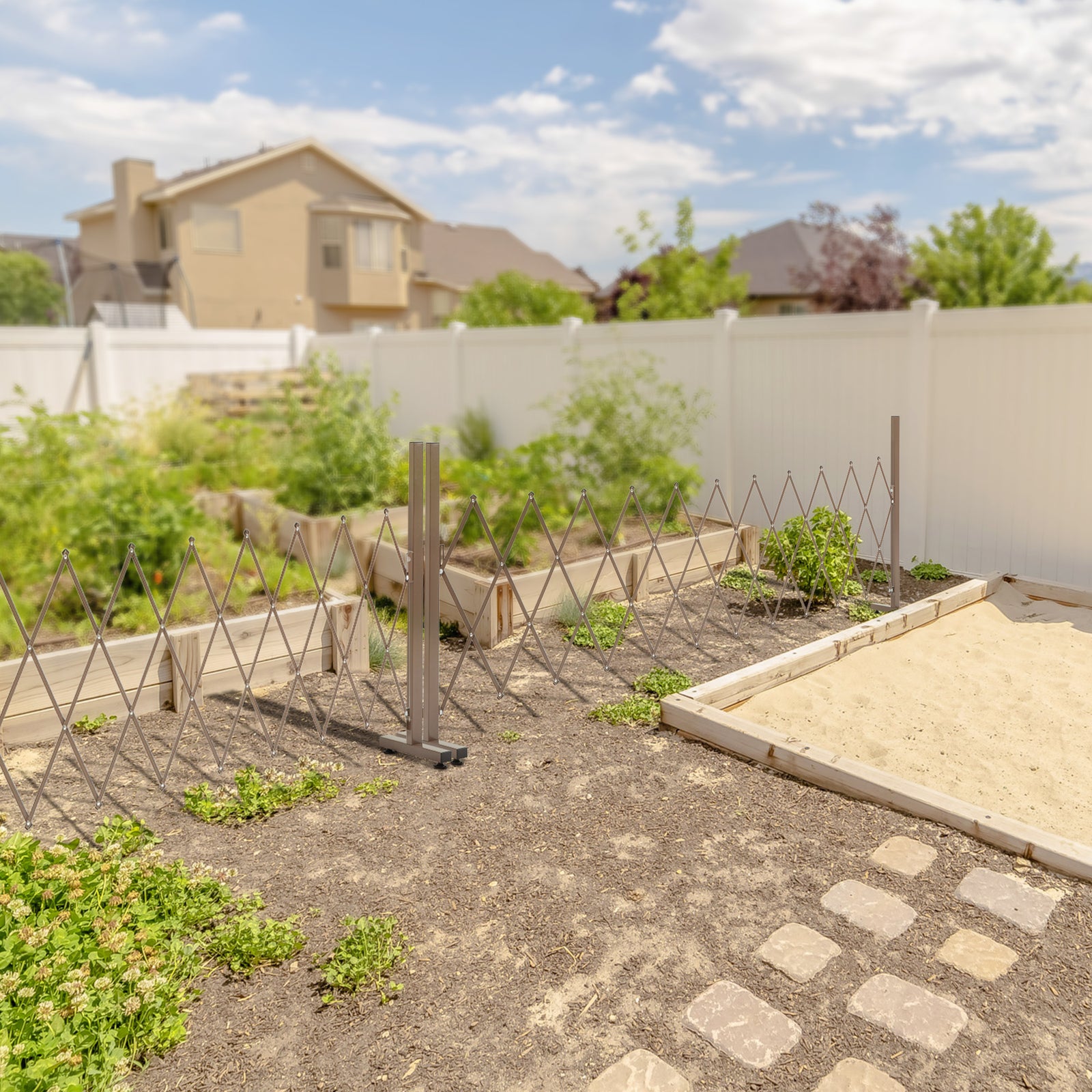 Expanding Trellis Fence Aluminum Movable, Brown