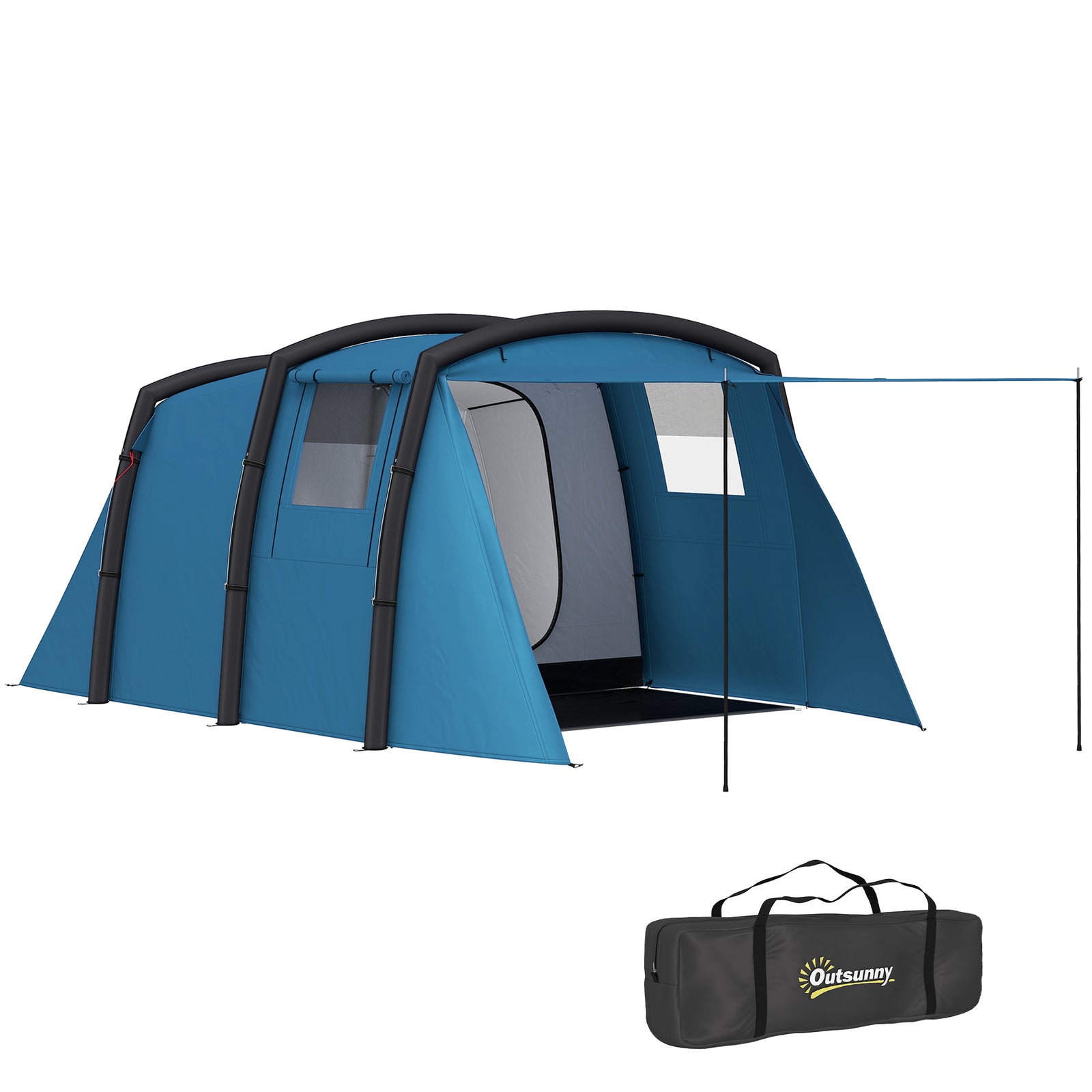 Inflatable 3-4 Man Tunnel Tent, Air Pump | Blue