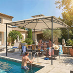  3 X 3 M Gazebo, Outdoor Gazebo Canopy With 2-tier Roof | Khaki