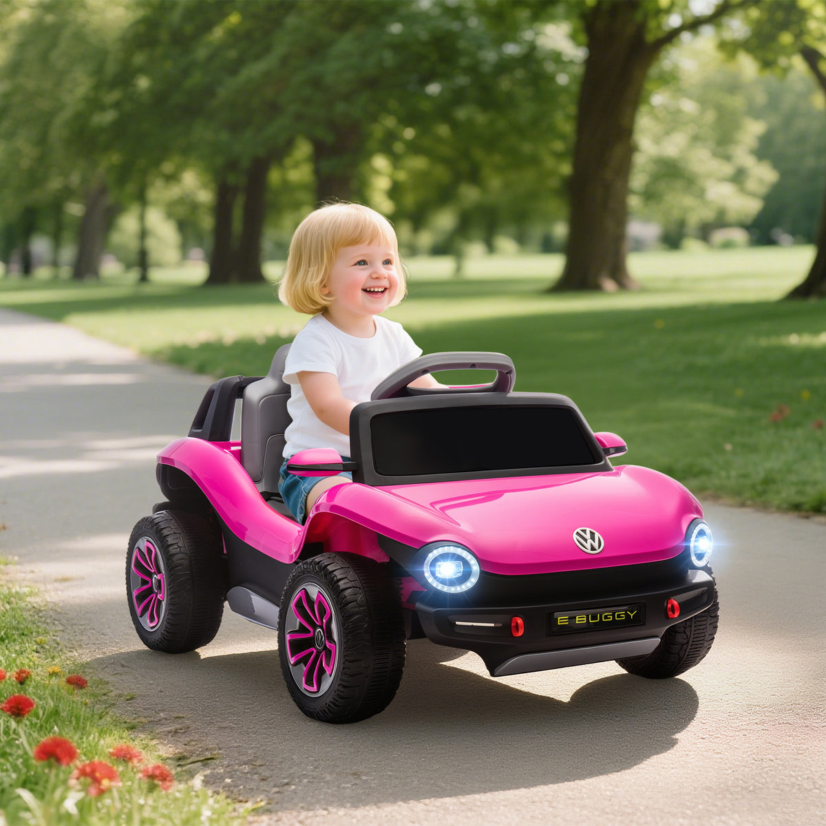 Volkswagen Licensed Kids Electric Car W/ Remote, Suspension | Pink