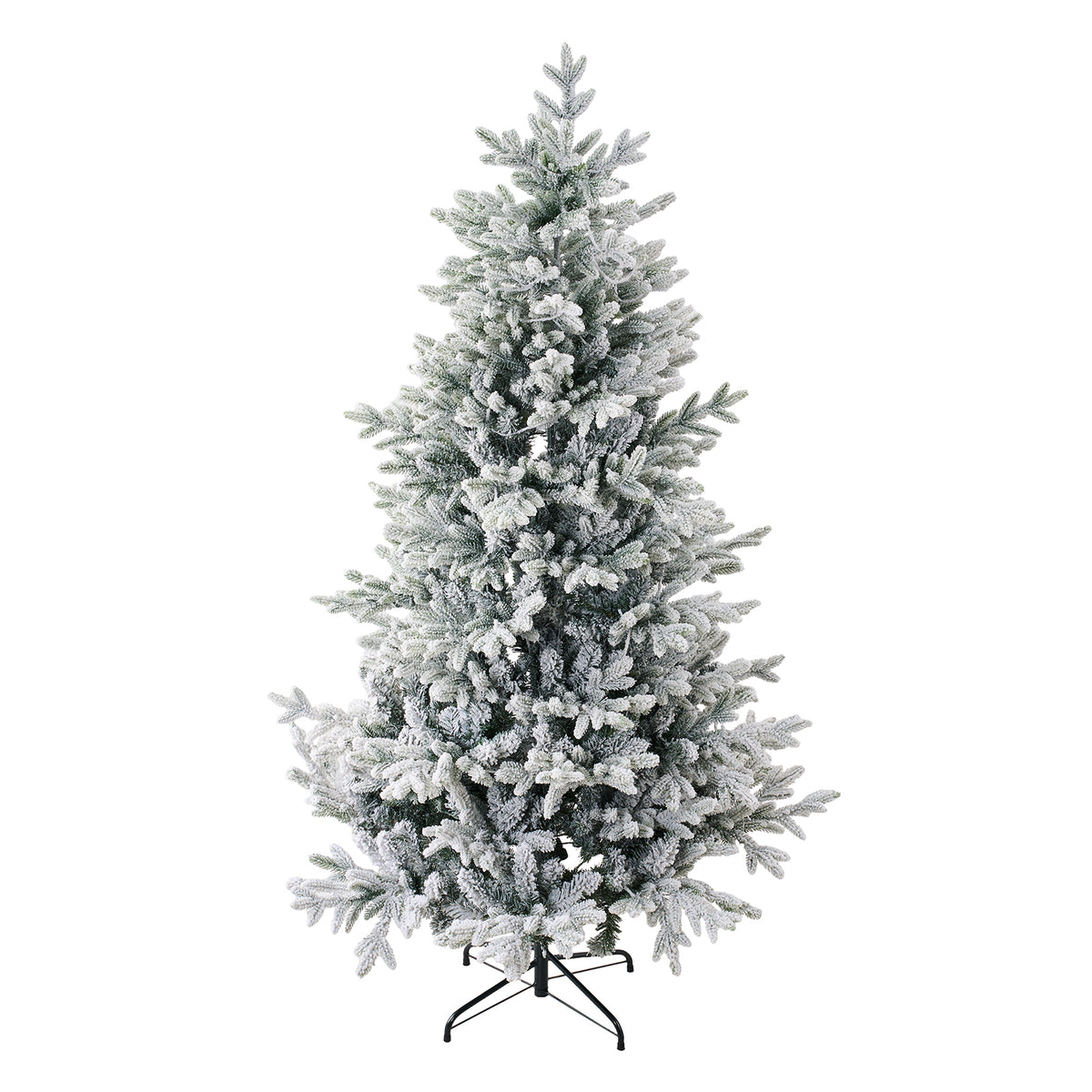 Breeins 180cm Pre-lit Artificial Flocked Christmas Tree With Metal Stand