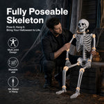 Yezi Halloween Skeleton Life Size 185cm Posable Joints Haunted House Patio White