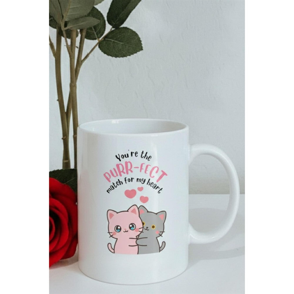 Dyzi You’re The Purr-fect Match Printed Ceramic Mug Valentine’s Day Gift