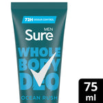 Men Whole Body Deodorant Cream Ocean Rush With 72h Odour Control 75ml, 3 Pk | Set of 3