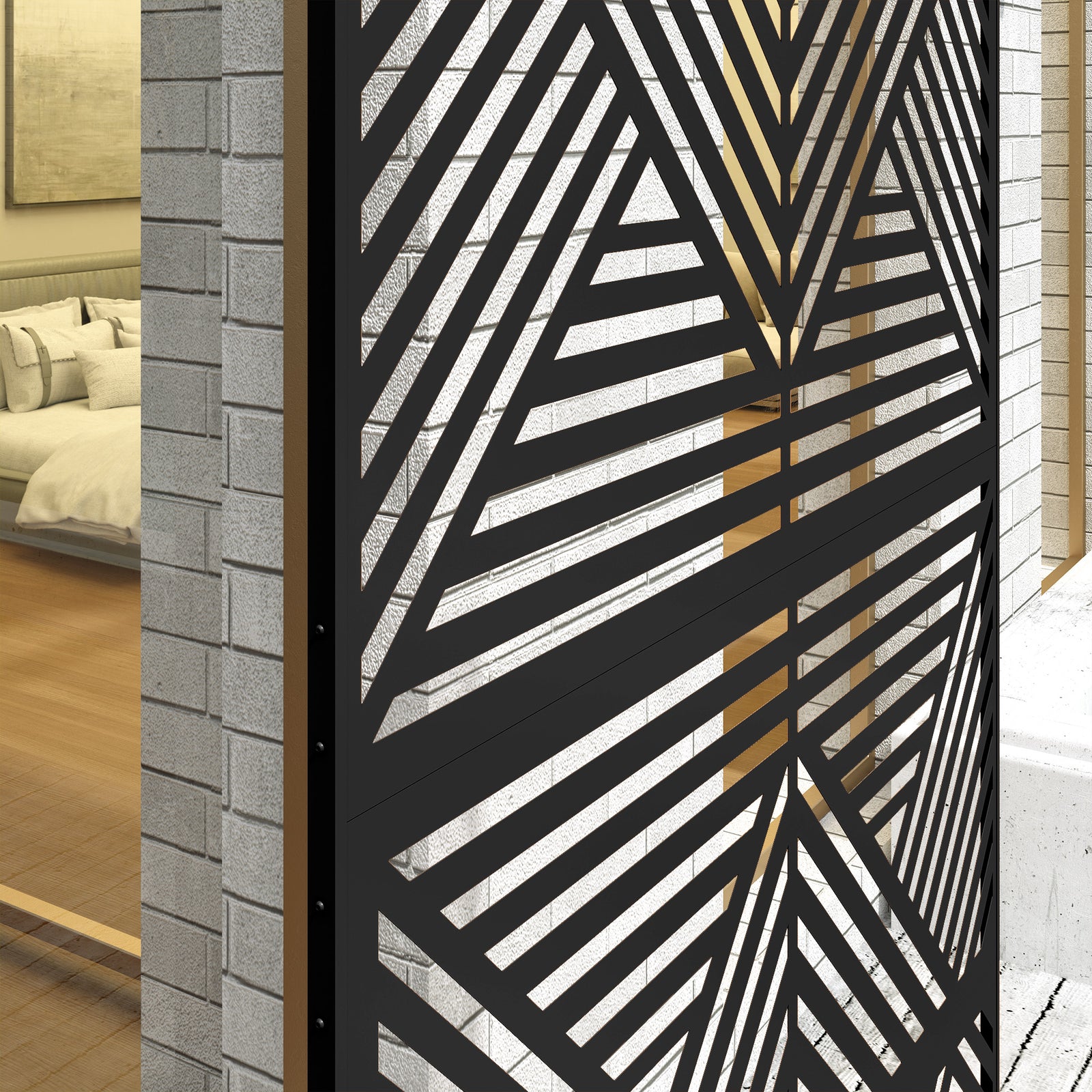 Decorative Outdoor Divider Privacy Panel W/ Stand, Rhombus