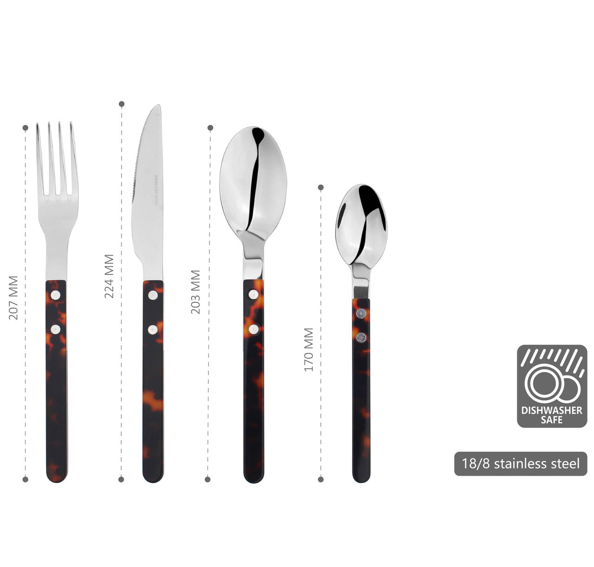 Cutlery Set Stainless Steel Sets Anydate Resin | Set of 4 | Brown