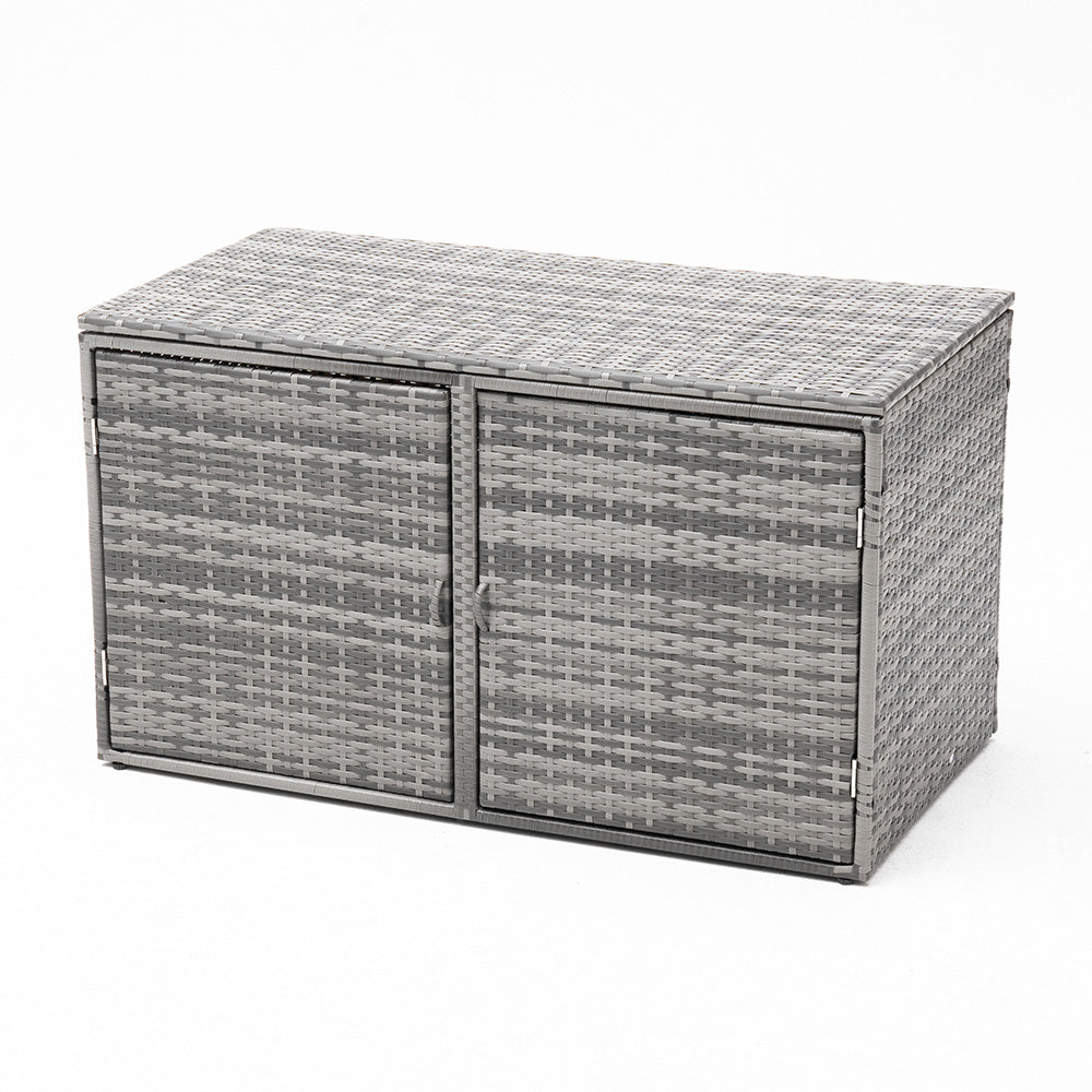 Outdoor Patio Storage Box – 2-tier Pe Rattan Deck Box With Top & Front Access, Weather-resistant | Light Grey