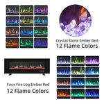 50inch Black Electric Fireplace, Wall Mounted Or Recessed With 12 Flame Colors & Freestanding Legs