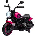 6v Electric Motorbike With Training Wheels, One-button Start | Pink