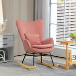 Velvet Rocking Chair With Lumbar Pillow, Bedroom