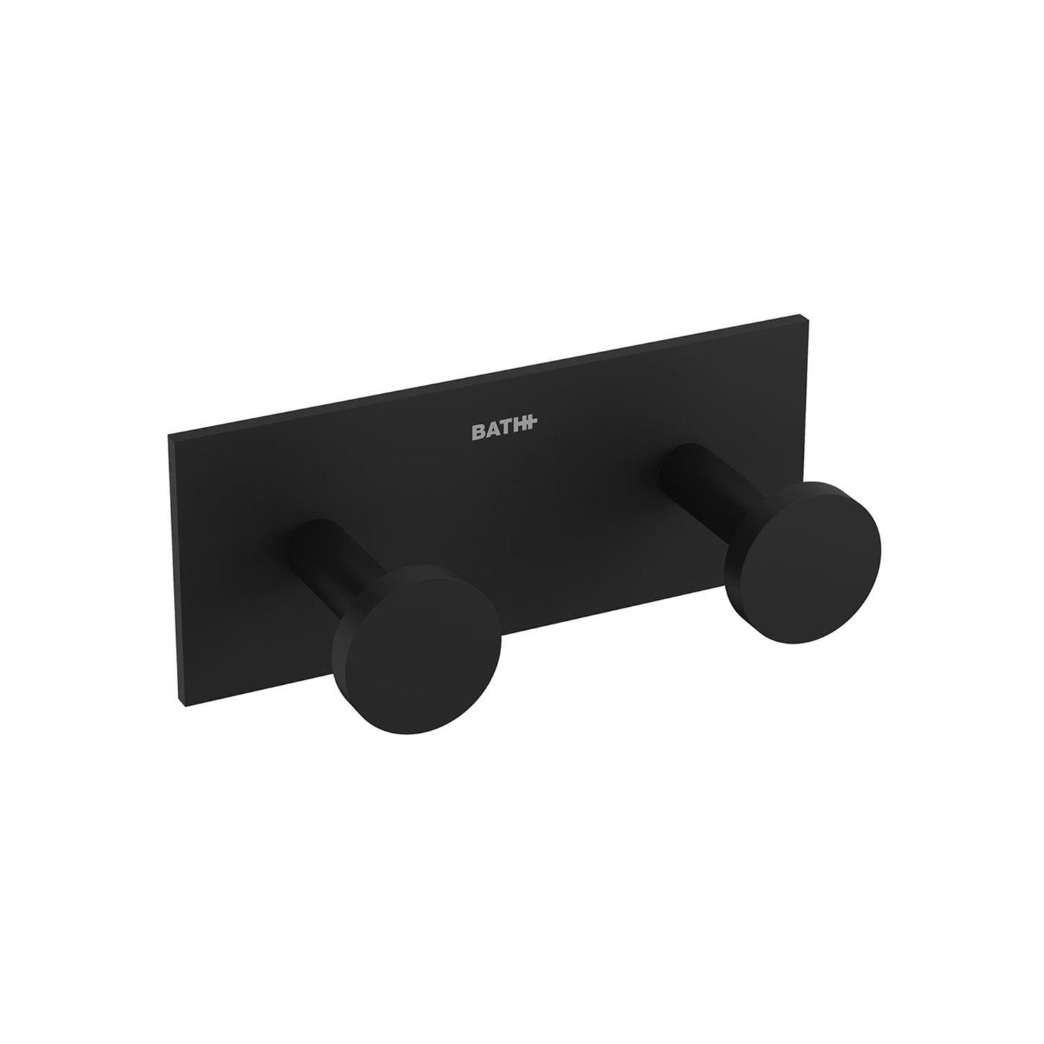 Double Towel Hook, Robe Hook, Self-adhesive, Black, Stick Collection