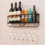 Elegant Wall-mounted Wine Glass Rack For Upside Down Goblet And Bottle Storage