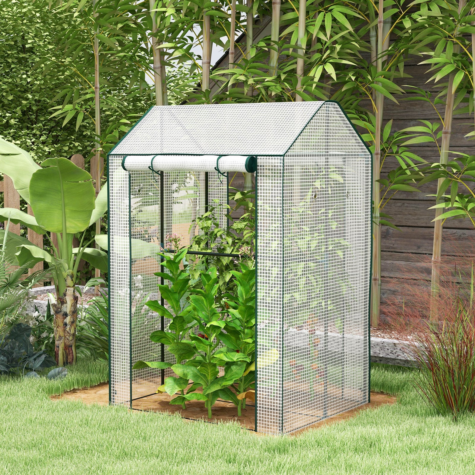 Greenhouse With 2 Roll-up Doors And Vent Holes