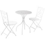 Outsunny 3 Pieces Bistro Set, Folding Chairs, Mosaic Table, White