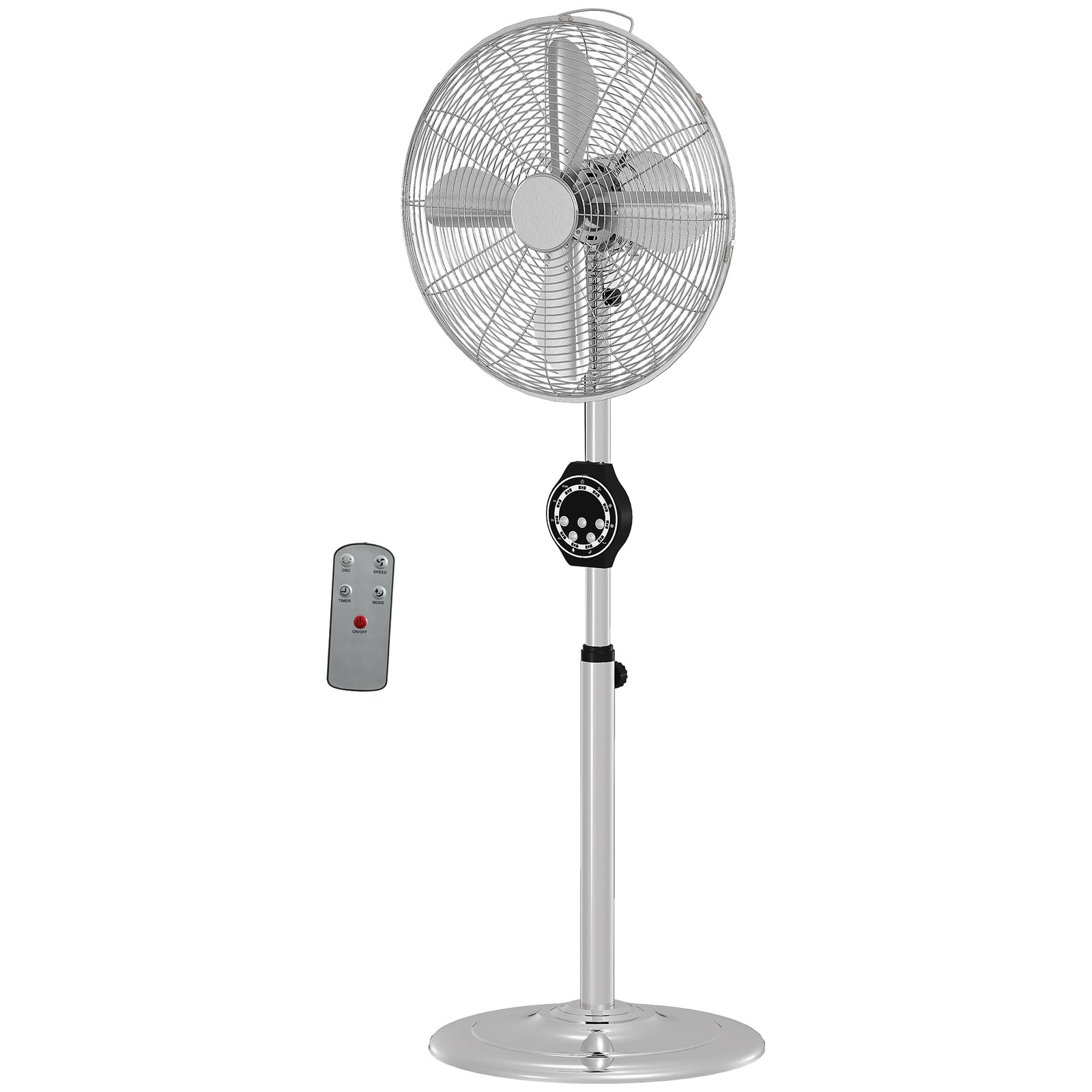 Metal Pedestal Fan With Oscillating, Adjustable Height, Remote