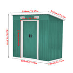 4x6ft Metal Storage Shed With Double Doors,ventilation And Foundation Frame Flat Roof Outdoor Tool Shed For Garden | Dark Green