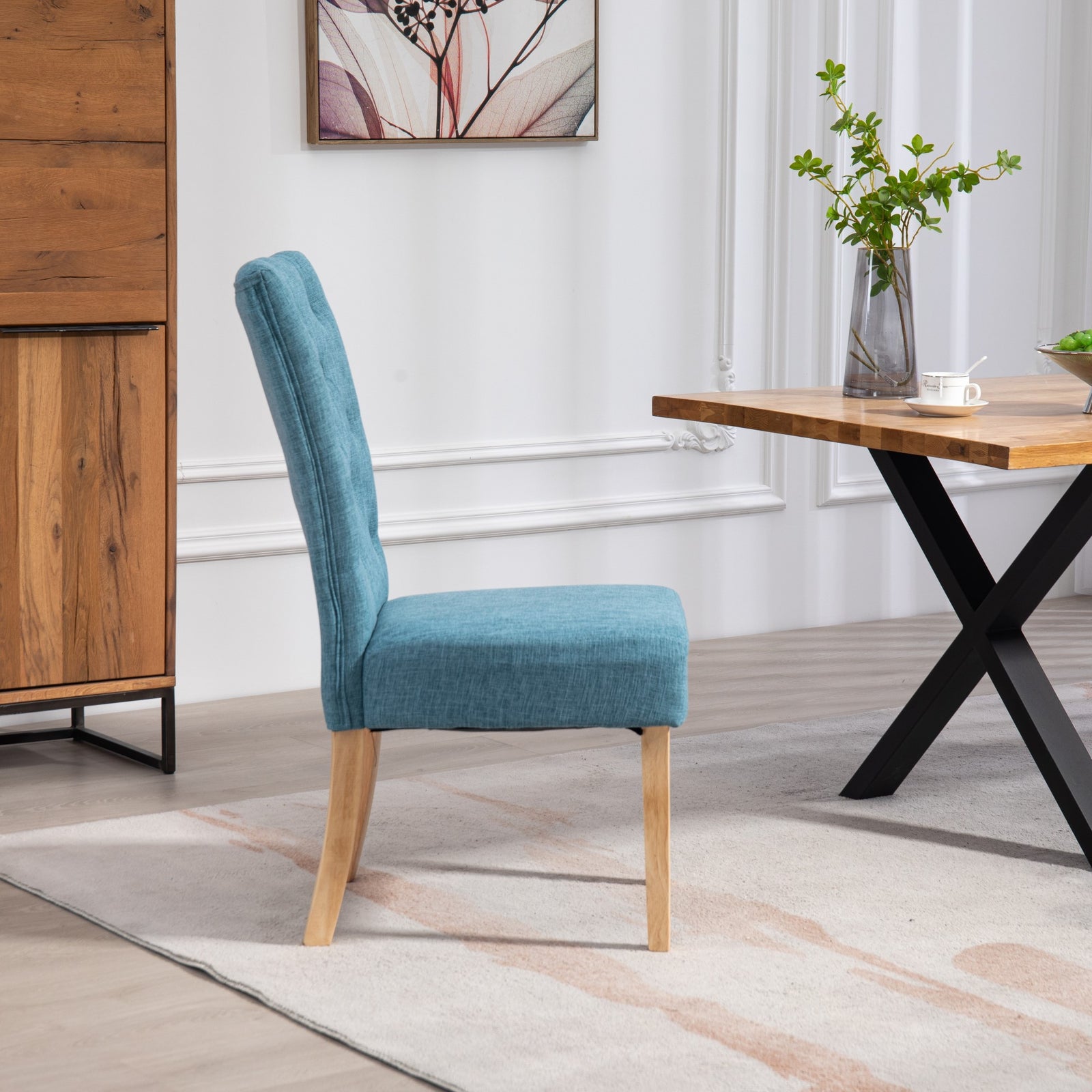 Set Of 2 Pienza Fabric Dining Chairs | Teal