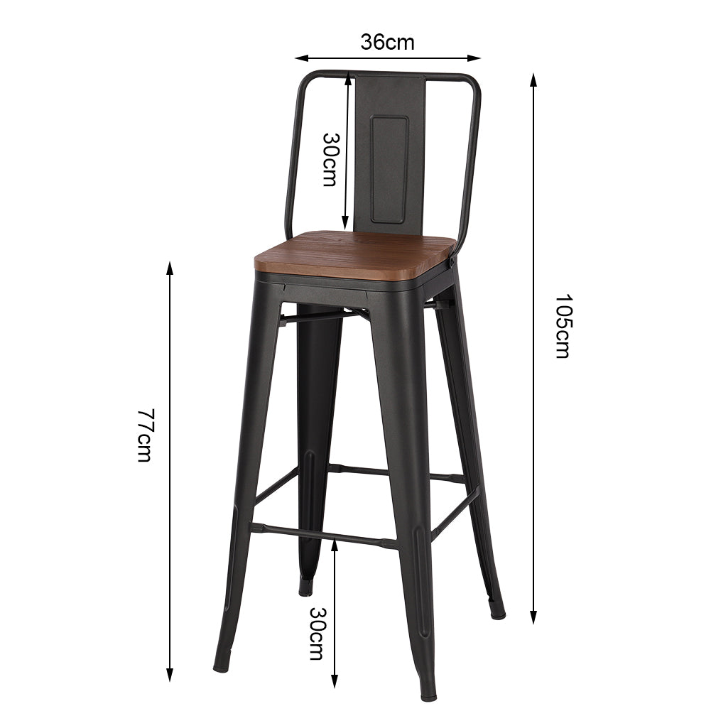 Set Of 2 Metal Frame Industrial Style High Chair Bar Stool | Set of 2