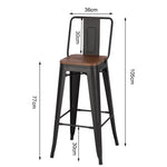 4 Pcs Industrial Vintage Metal Bar Stools | Set of 4