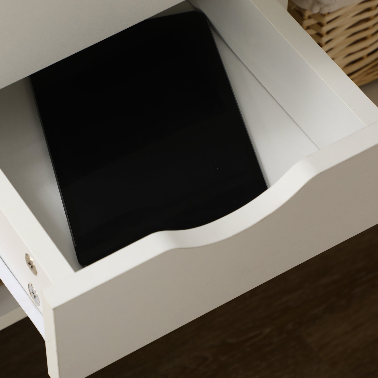 L-shaped Corner Computer Desk Study Table W/ Storage Shelf | White