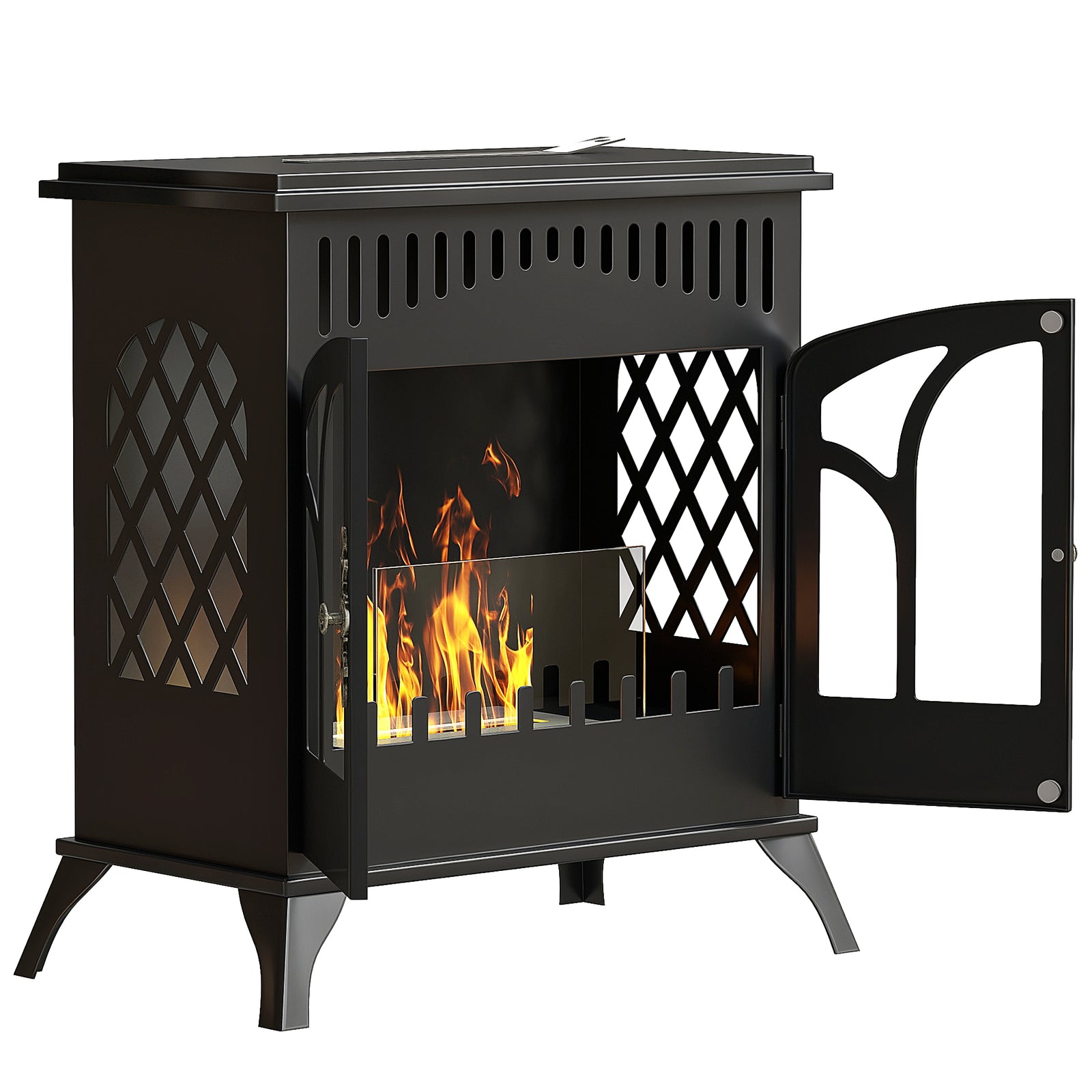 22" Bio Ethanol Fireplace Stove, Ethanol Fire Burner With Door
