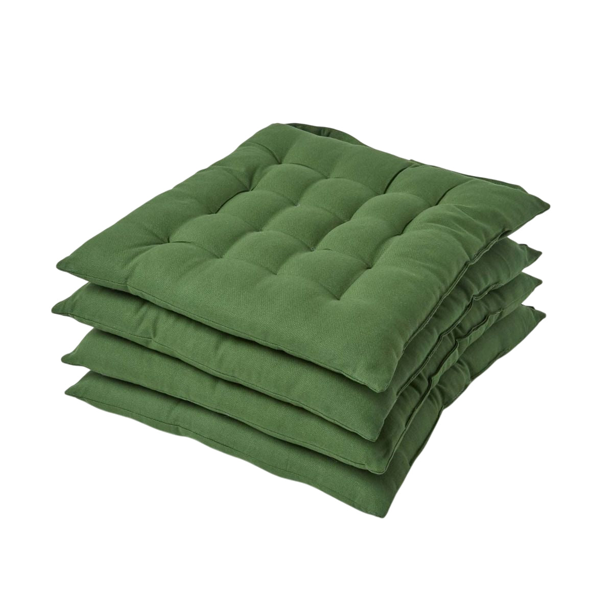 100% Cotton Seat Pads Plain Chair Cushions For Dining Room, Kitchen, Or Outdoor Garden Use | Set-of-4 | Dark Olive