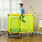 4.6ft Kids Trampoline With Enclosure Safety Net For 1-6 Years Yellow