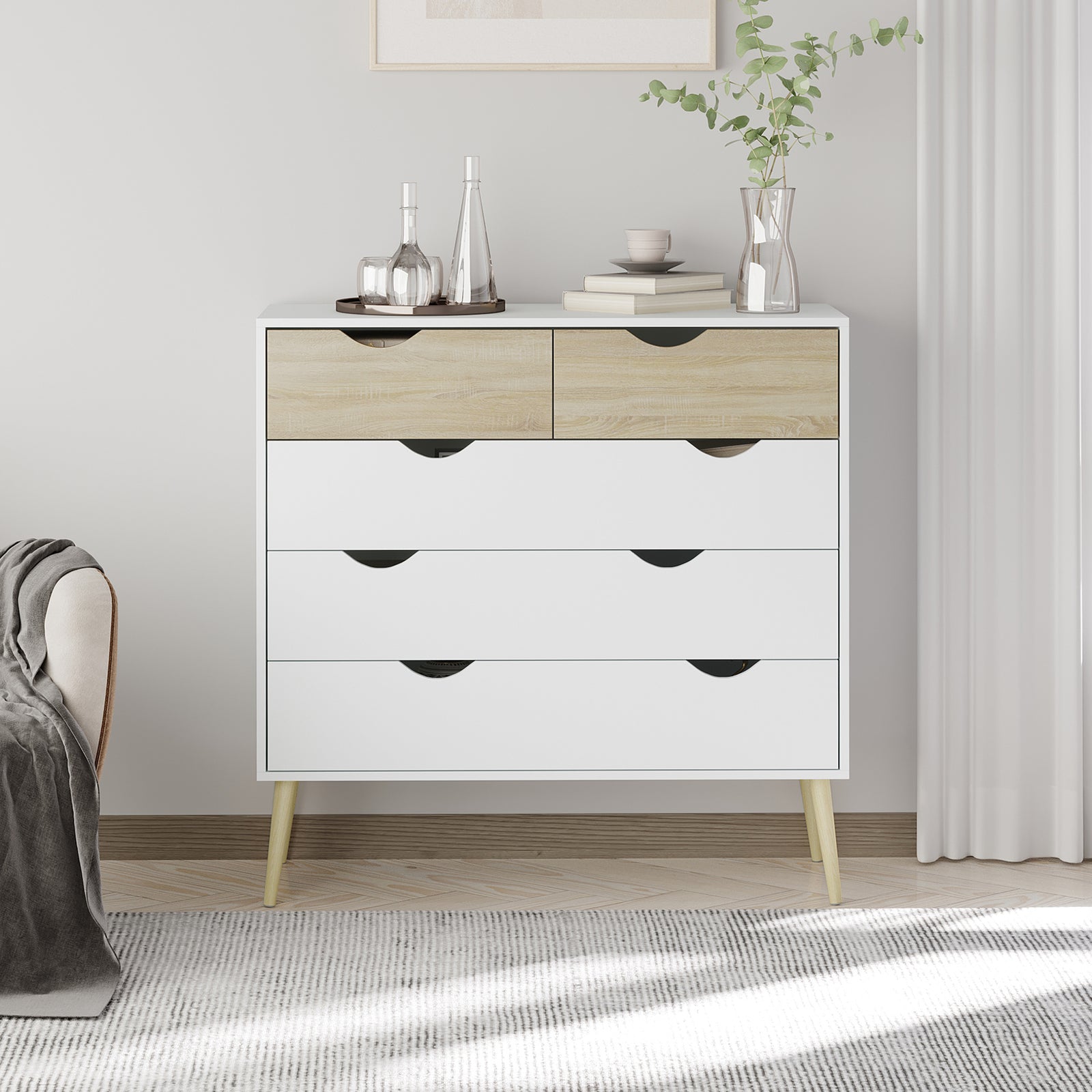 Chest Of Drawers, 5 Drawer Storage Cabinet Unit Bedroom