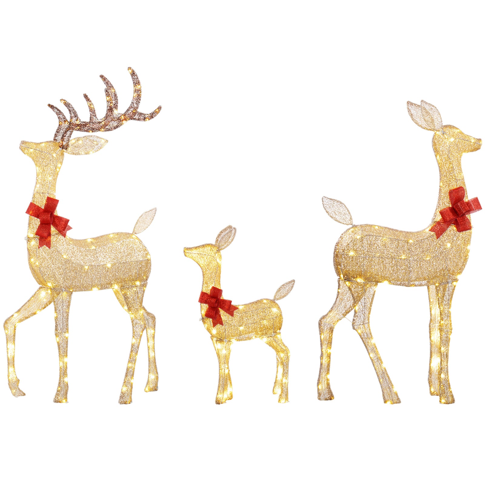 3-piece Light Up Christmas Deer Family Set Of 3