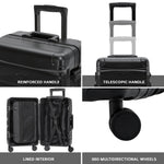 55x35x20cm Hard Shell Cabin Carry On Suitcase 100+ Airline Approved - Aluminium Frame/abs Hard Shell Outer Body | Cabin | Black