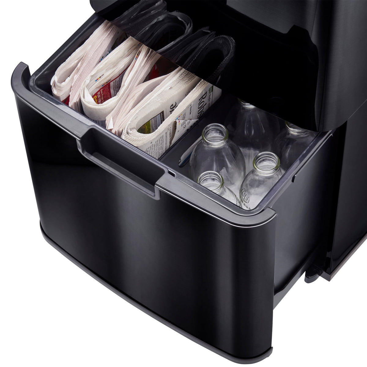 75l Sensor Recycling Bin With Food Caddy & 25 Bin Biodegradable Bags | 75L | Black