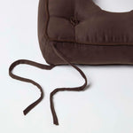 Faux Suede Coccyx Dining Chair Cushion With Ties | 40cm x 40cm | Brown