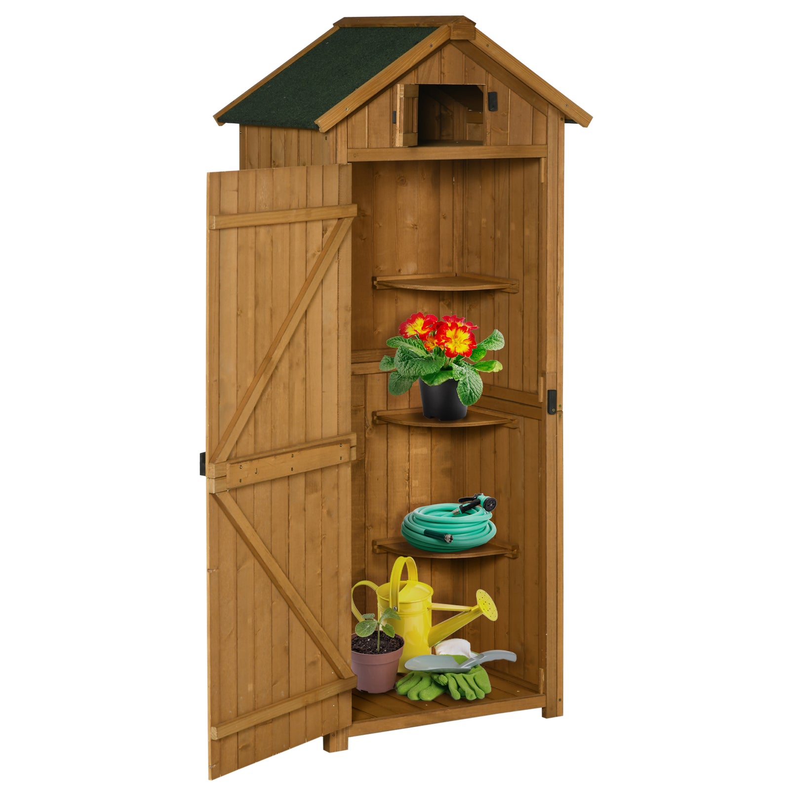 Wooden Garden Storage Shed Tool Storage Box | Brown
