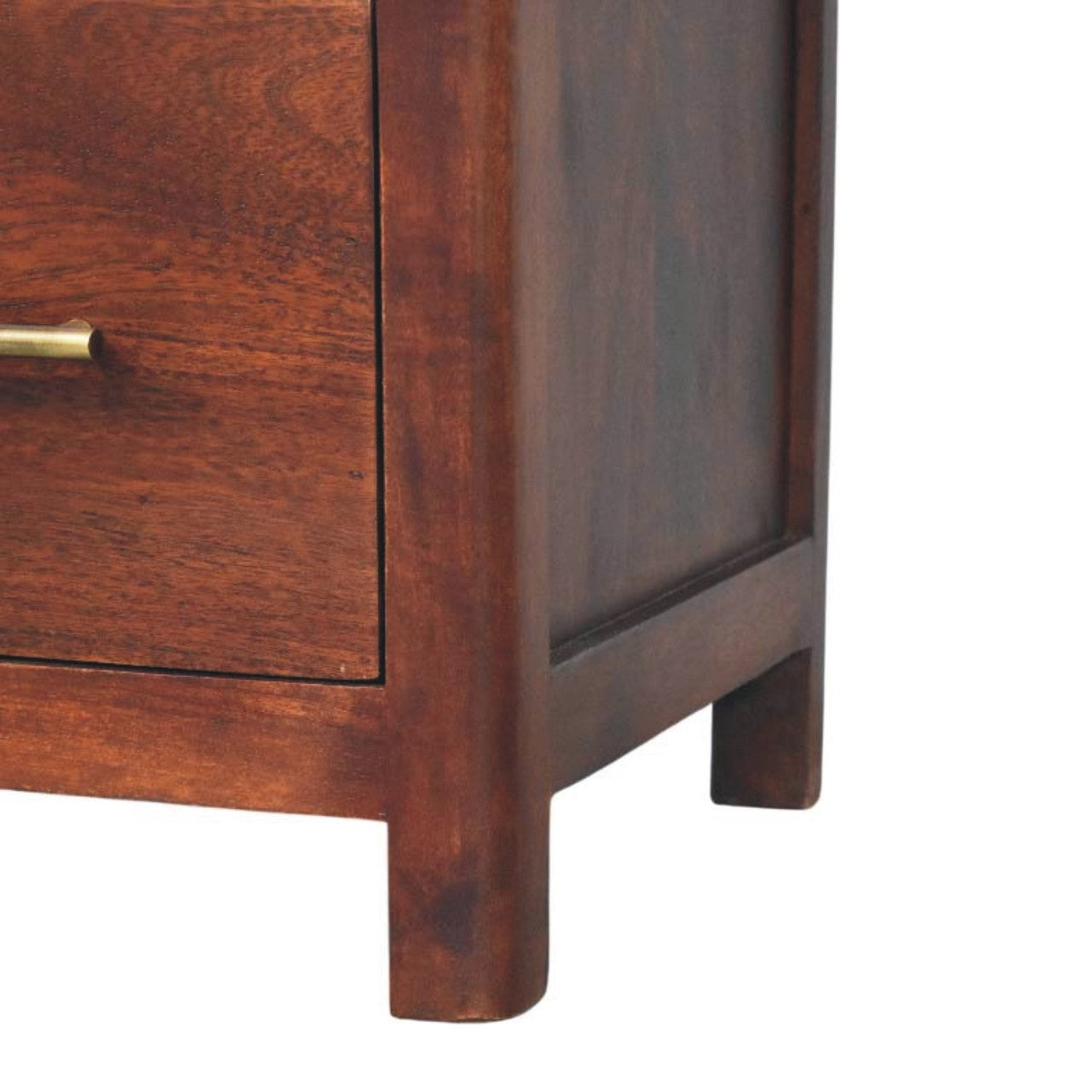 Arched Edge 1 Drawer and 1 Open Shelf Bedside, Warm Brown