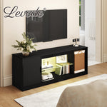 Tv Stand Entertainment Unit Tv Cabinet Stand Storage With Led 140cm Black | Black