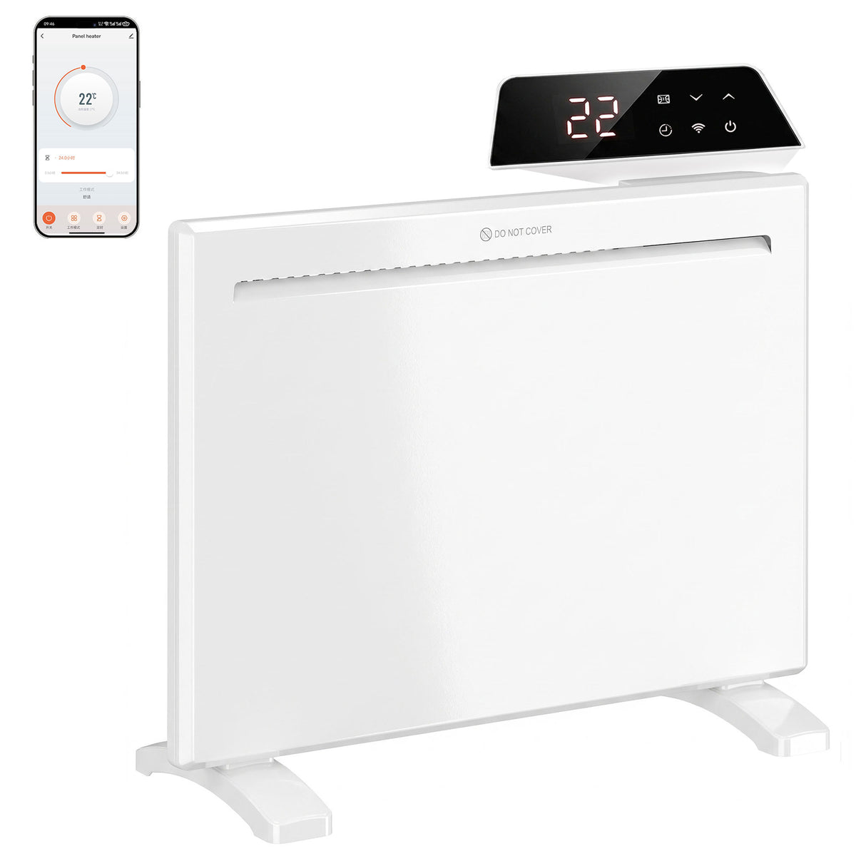 Smart Electric Panel Heater, Freestanding Wall Mounted | 1000w | White