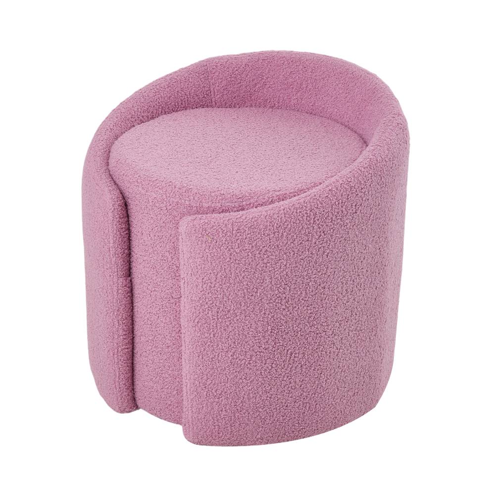 Teddy Fleece Upholstered Vanity Stool | Purple