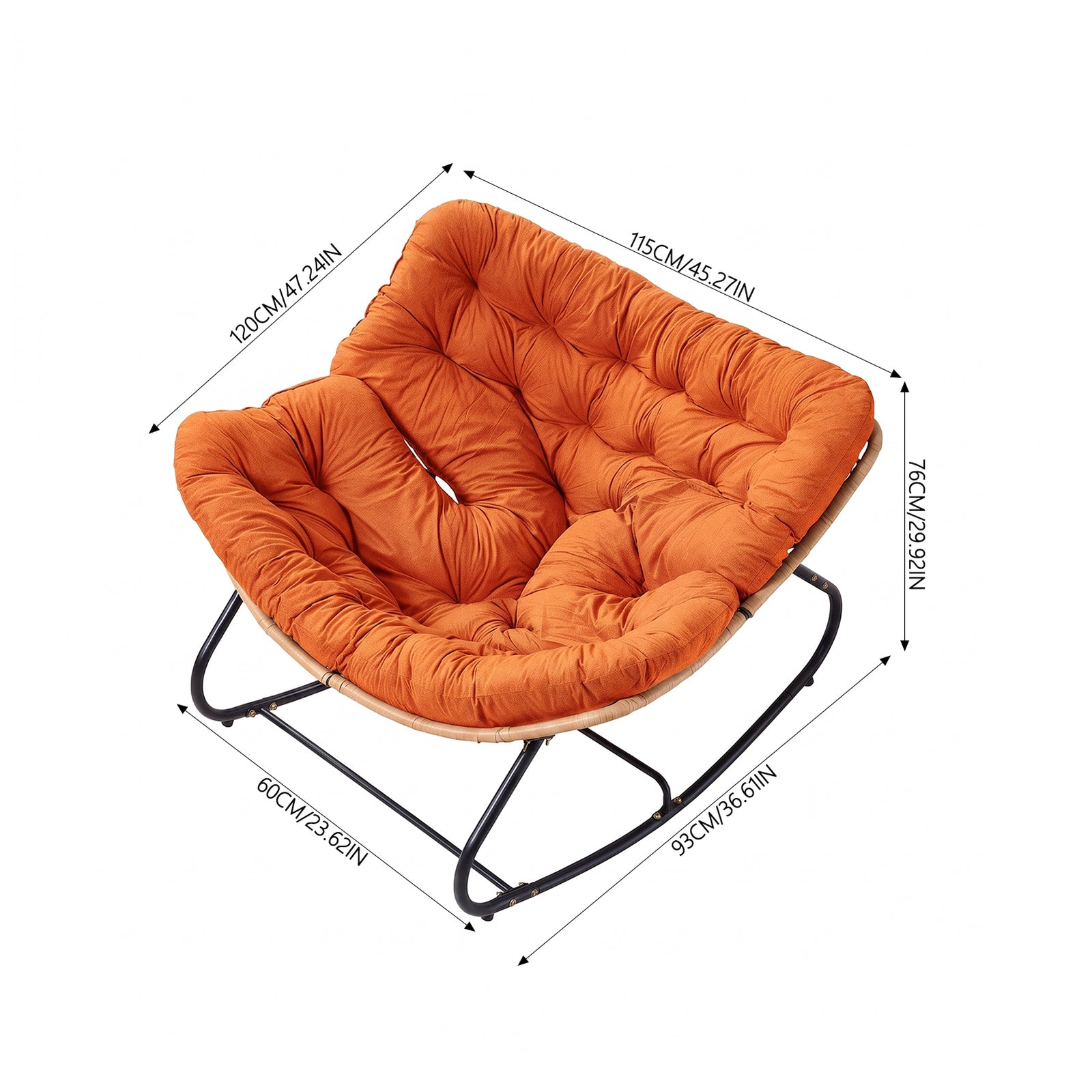 Modern Rocking Chair With Cushion | Orange