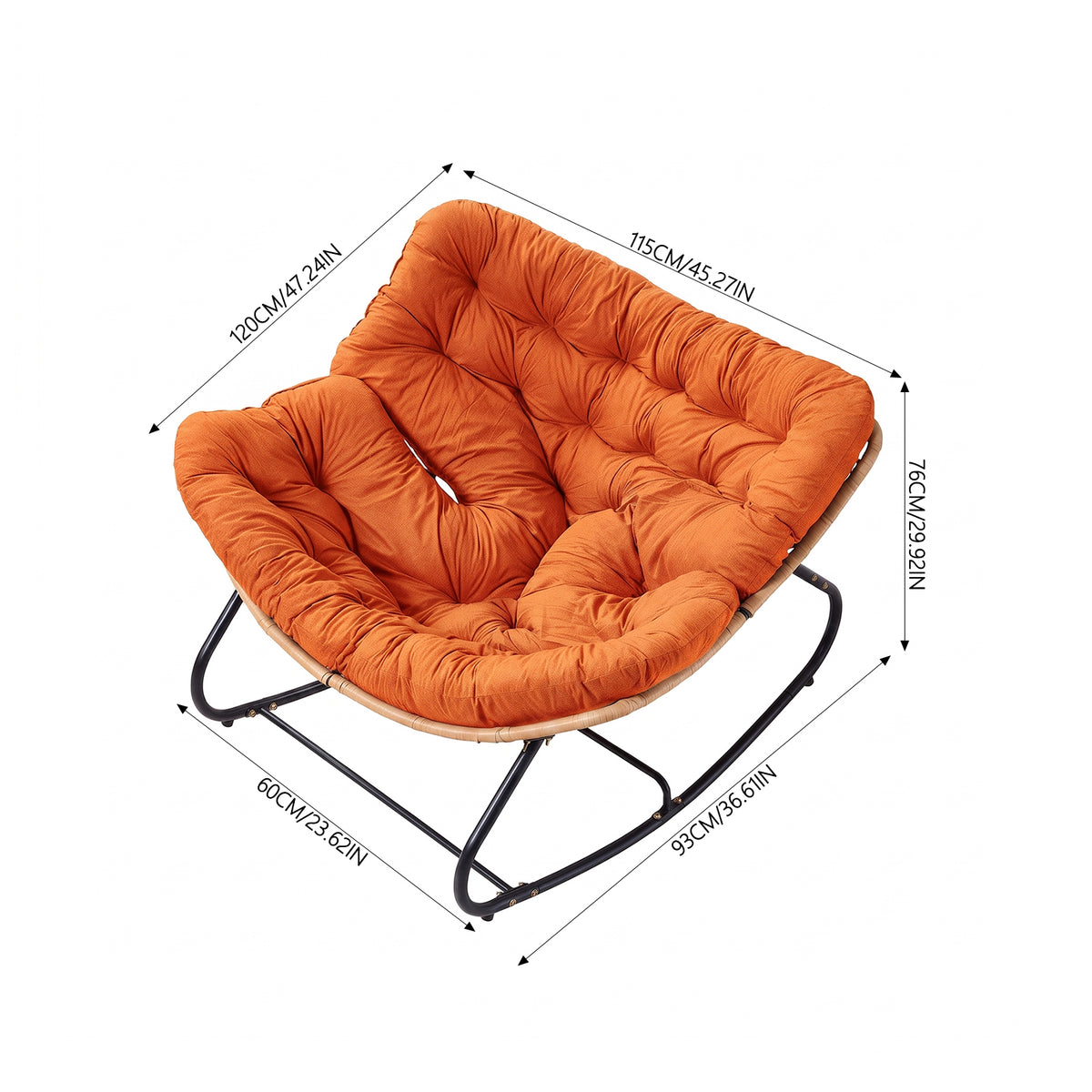 Modern Rocking Chair with Cushion – Compact | Orange