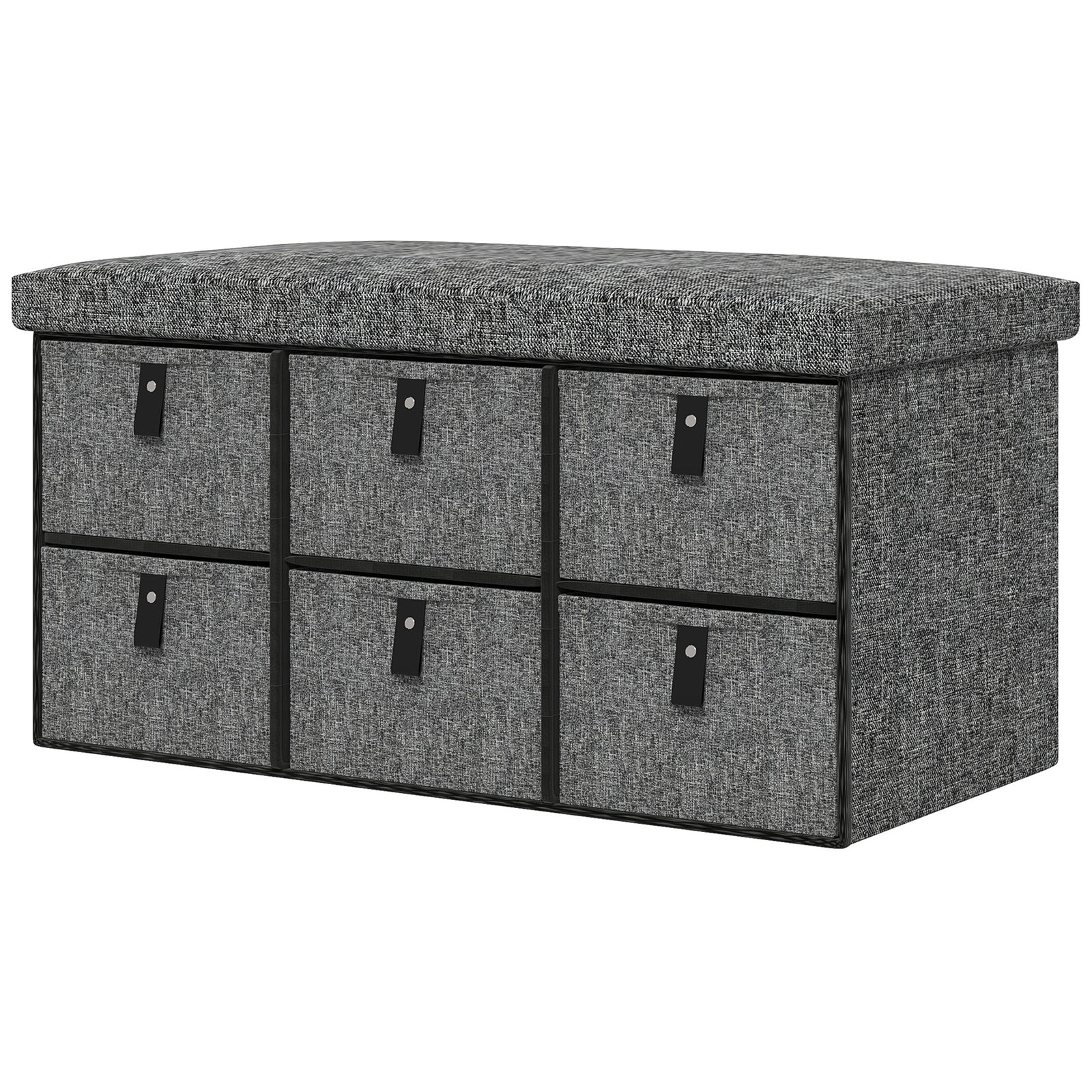 Shoe Bench With Seat, Shoe Storage Bench With Fabric Drawers | One Size | Dark Gray