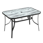 Garden Tempered Glass White Wood Grain Coffee Table - 150w X 90d X 72h Cm | Large | White
